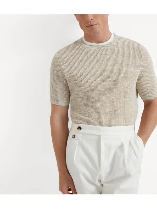 Brunello Cucinelli ニット Tシャツ オフホワイト Brunello Cucinelli ニット Tシャツ | ニュートラル | FARFETCH JP