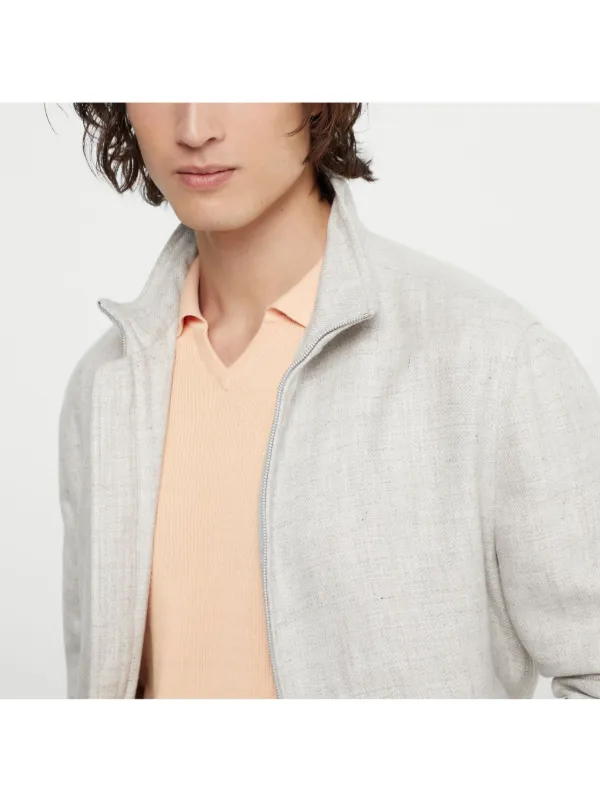 BRUNELLO CUCINELLI アイボリー ジャケット 42 Brunello Cucinelli - Beige Chevron Wool & Cashmere Jacket