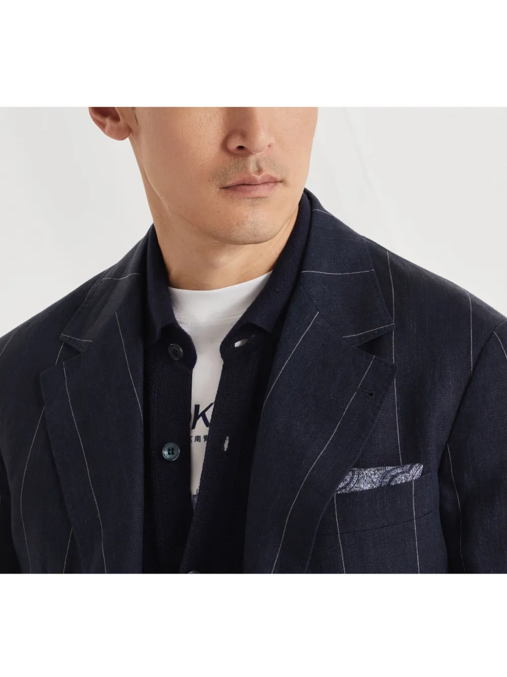 Brunello Cucinelli Blazer met enkele rij knopen Blauw