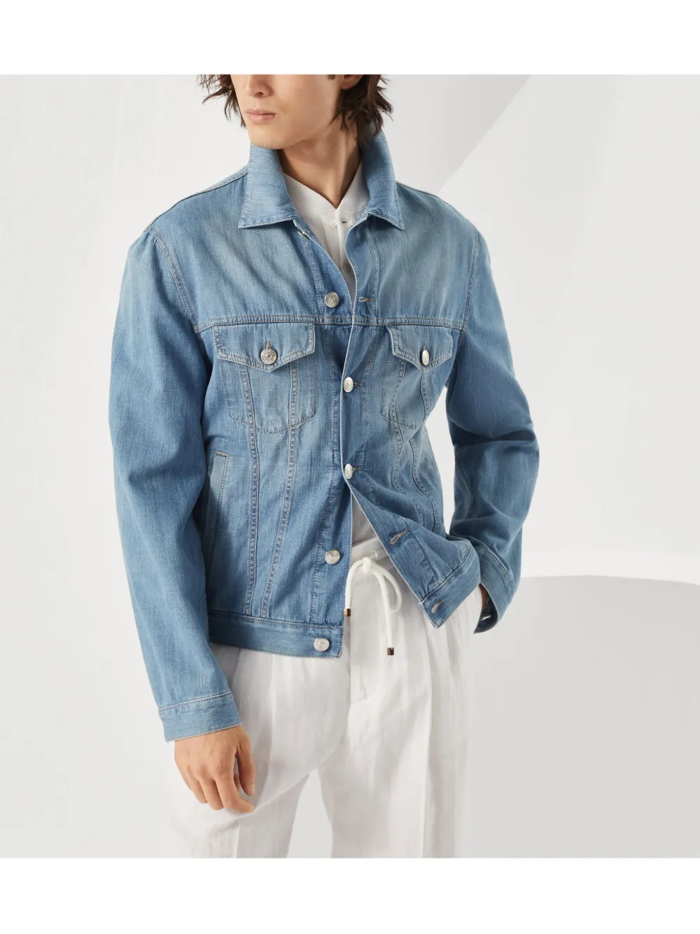 Brunello Cucinelli Button-up denim jack Blauw