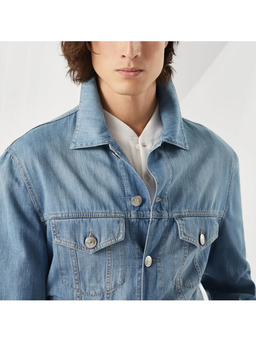Brunello Cucinelli Button-up denim jack Blauw