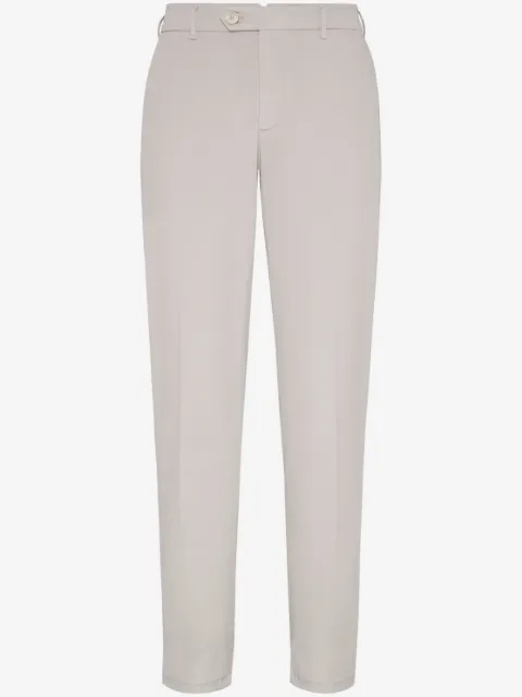 Brunello Cucinelli Garment-dyed Italian fit trousers in American Pima comfort cotton gabardine