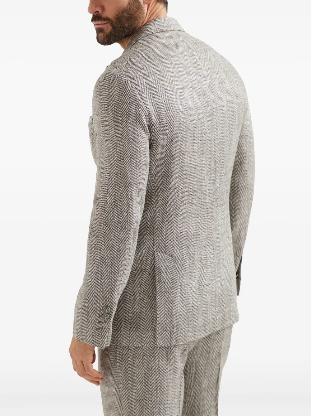 Brunello Cucinelli Blazer met chevron streep Bruin