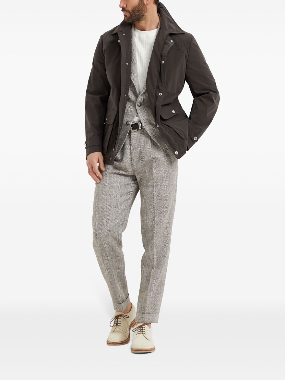 Brunello Cucinelli chevron blazer - Bruin