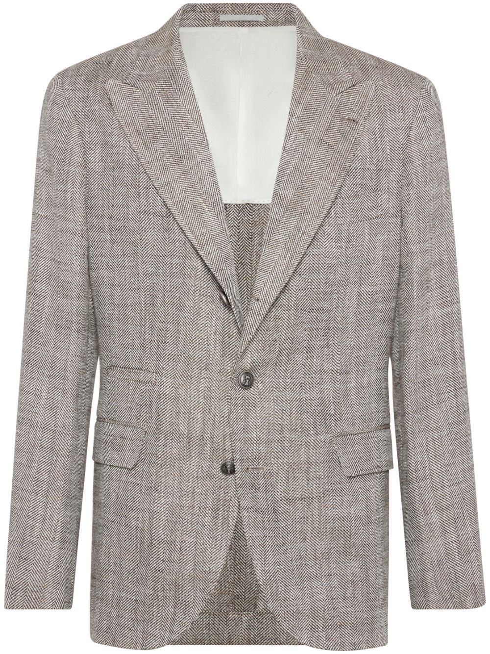 Brunello Cucinelli chevron blazer - Brown