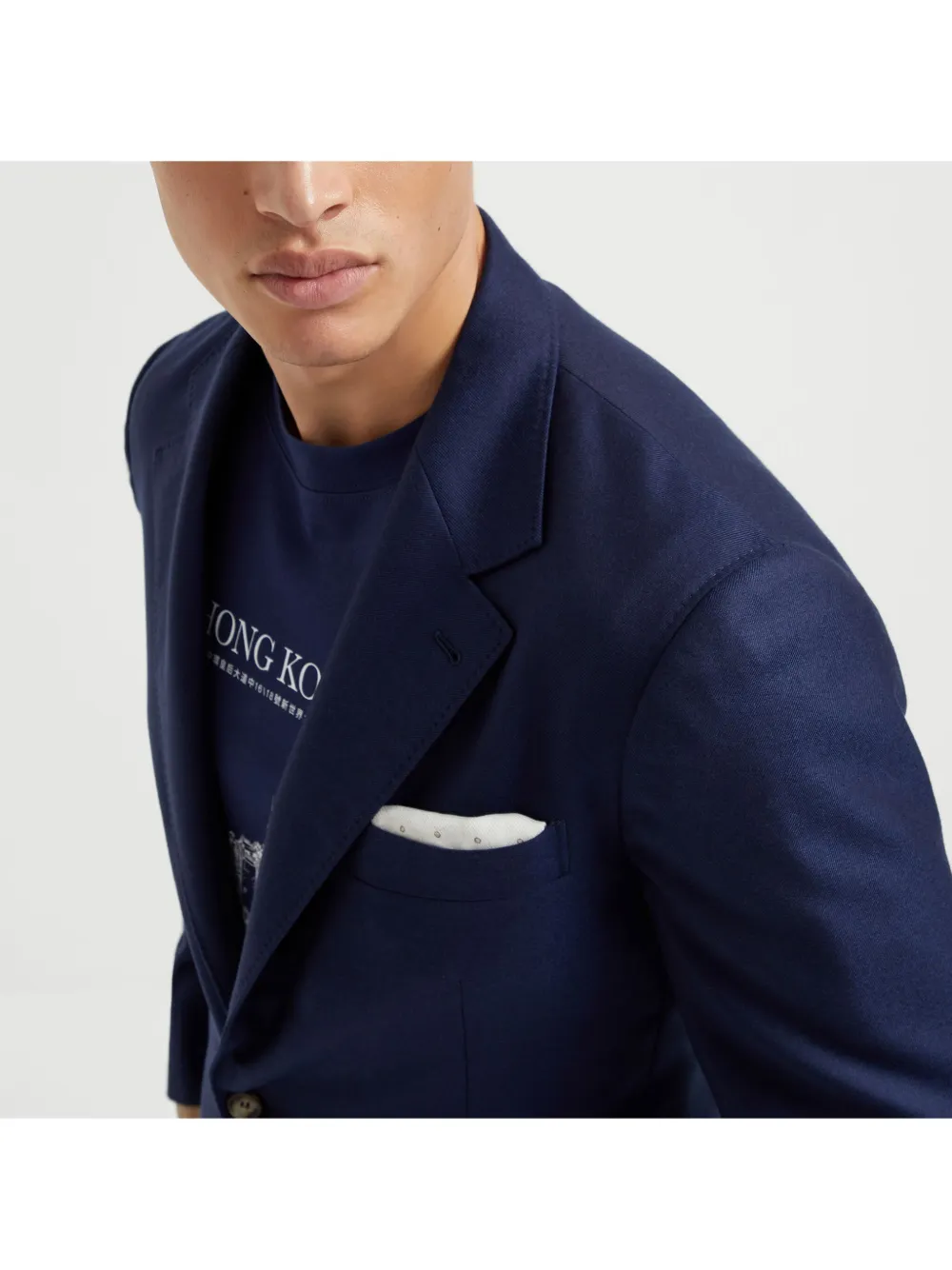 Brunello Cucinelli Blazer met enkele rij knopen Blauw