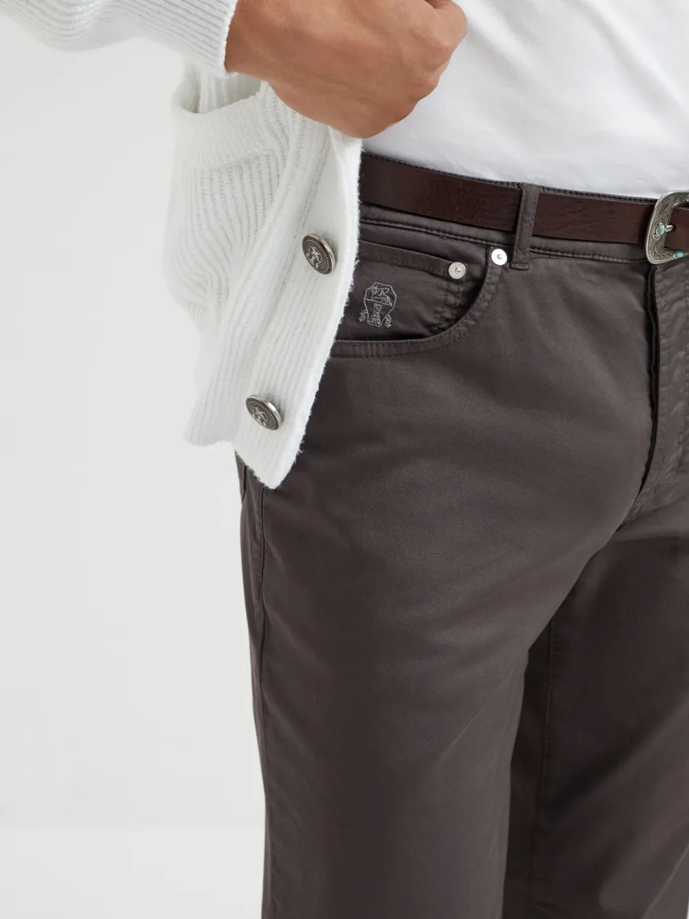 Brunello Cucinelli Slim-fit broek Bruin