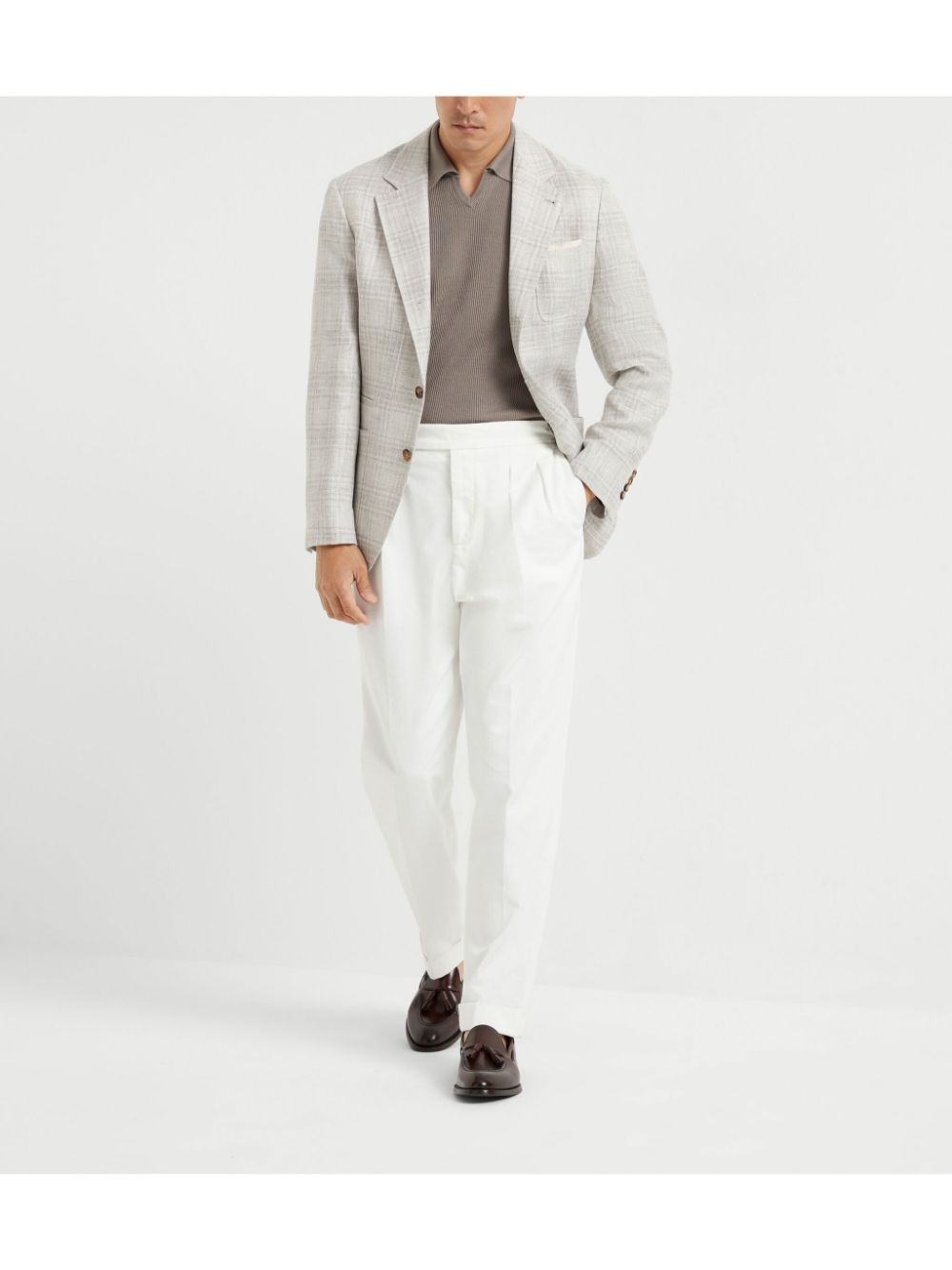 Brunello Cucinelli Prince of Wales gedecontrueerde blazer - Beige