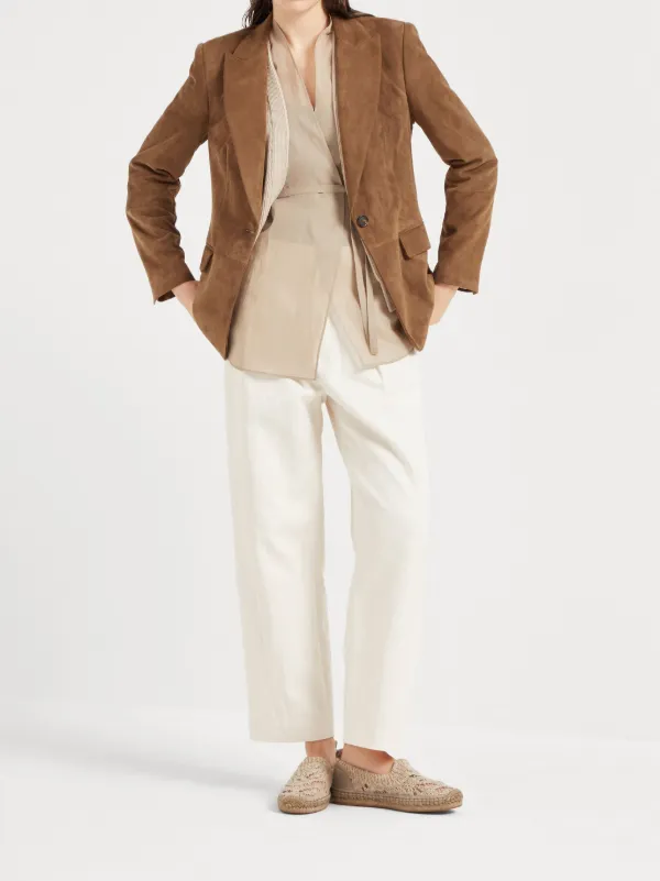 Brunello Cucinelli Pleated Chino Trousers | White | FARFETCH