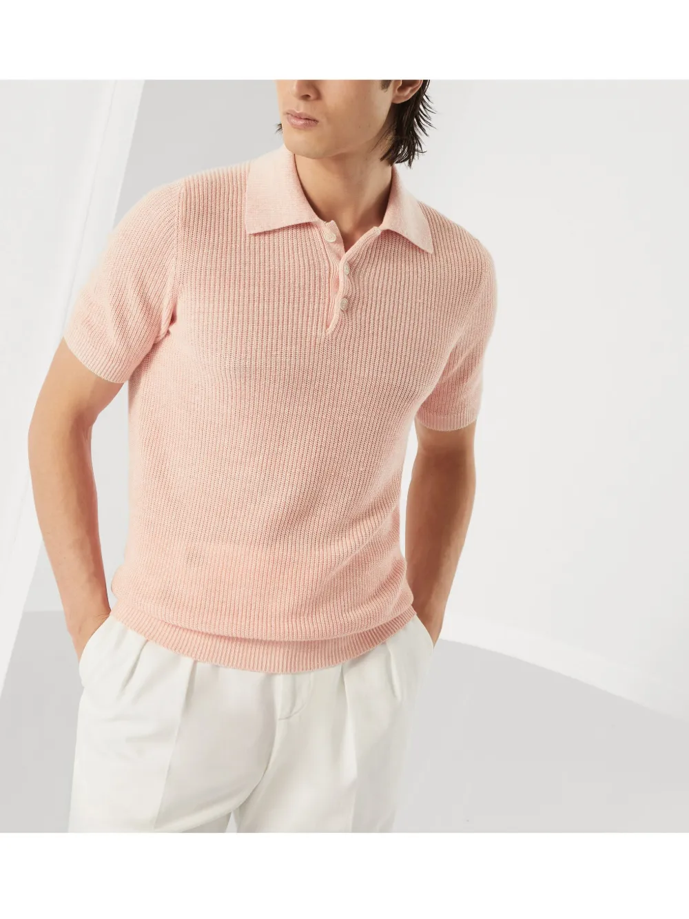 Brunello Cucinelli Ribgebreid poloshirt Roze