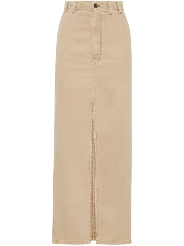 Brunello Cucinelli Bead-embellished Skirt in Neutrals