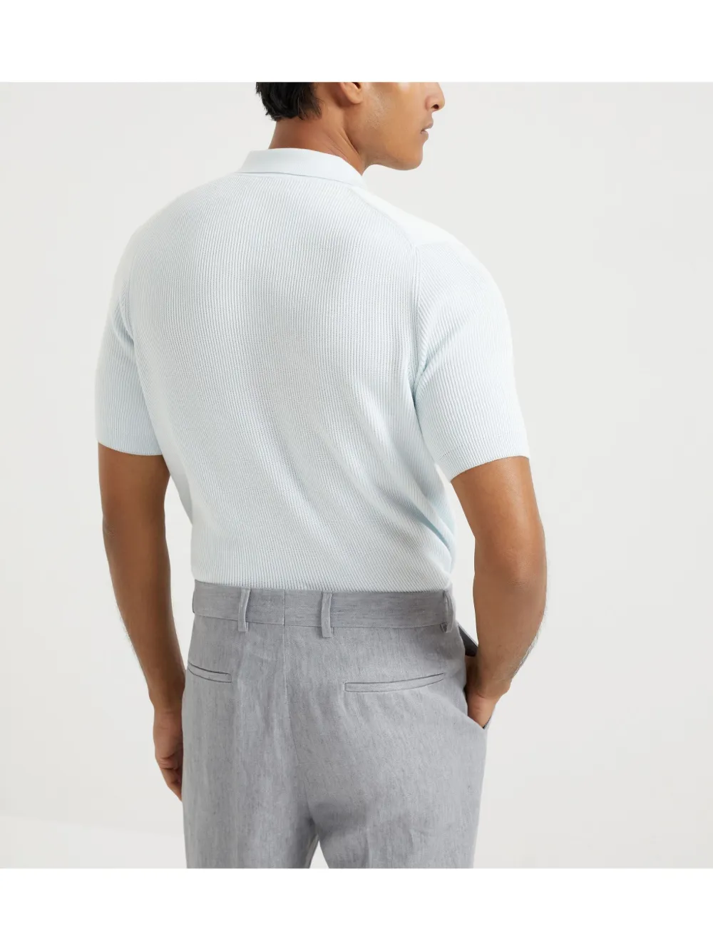 Brunello Cucinelli Gebreid poloshirt Blauw