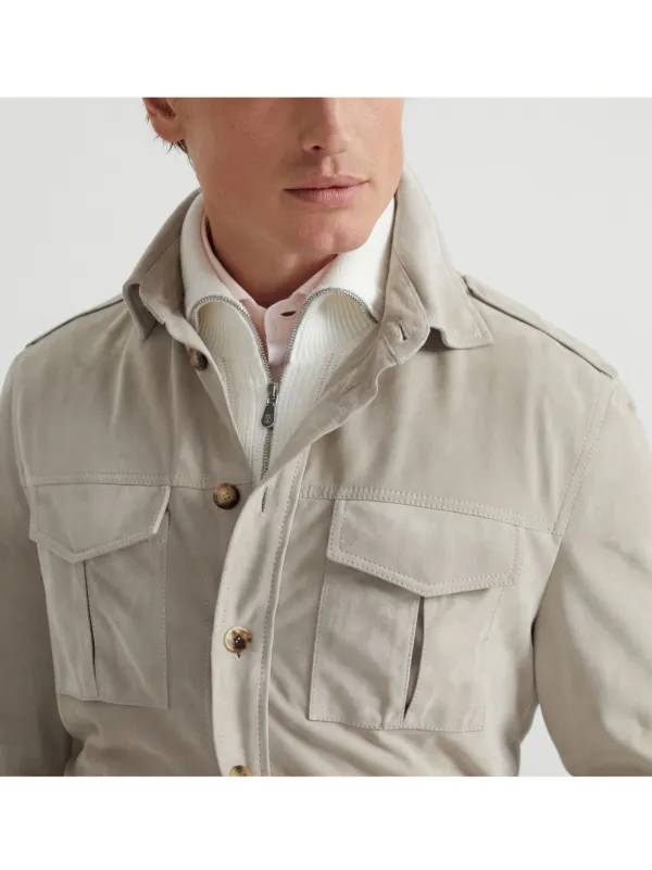 Brunello Cucinelli レザーシャツジャケット | ニュートラル