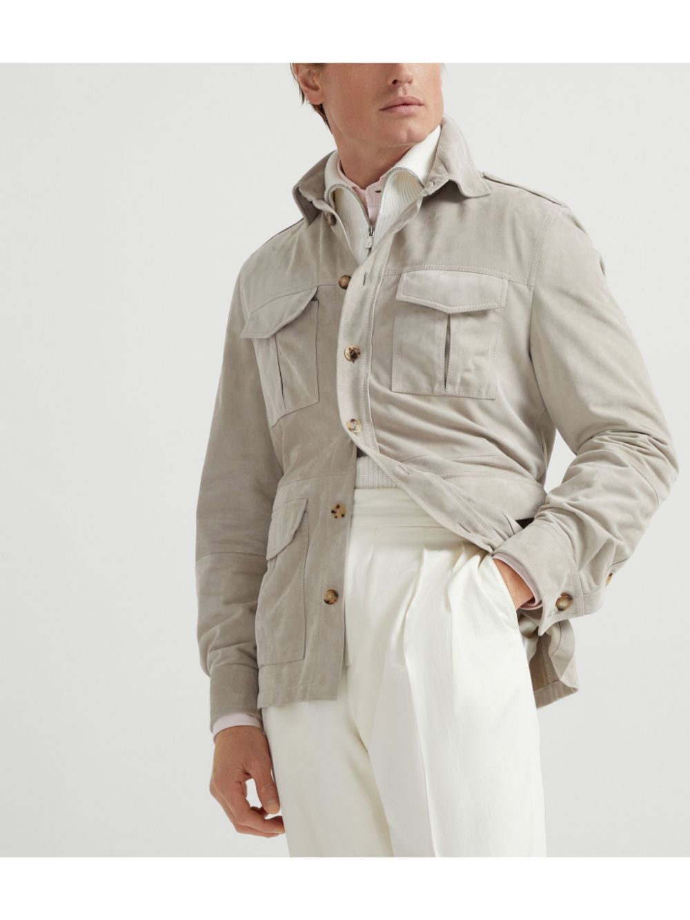 Brunello Cucinelli leather shirt jacket Men