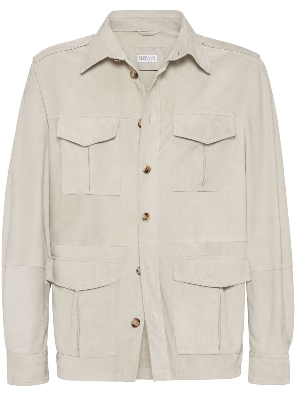 Brunello Cucinelli leather shirt jacket - Neutrals