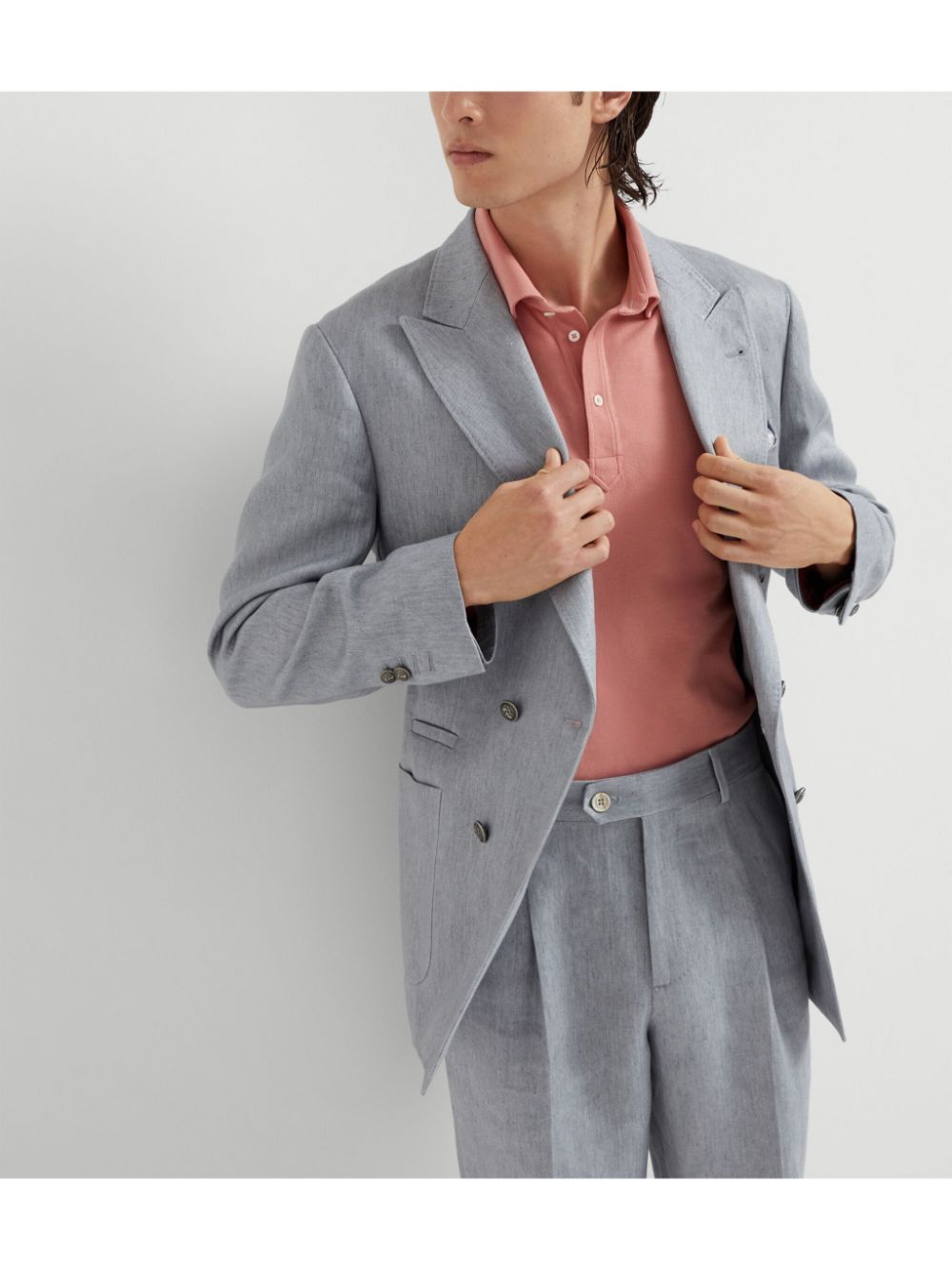 Brunello Cucinelli double-breasted linen blazer Men