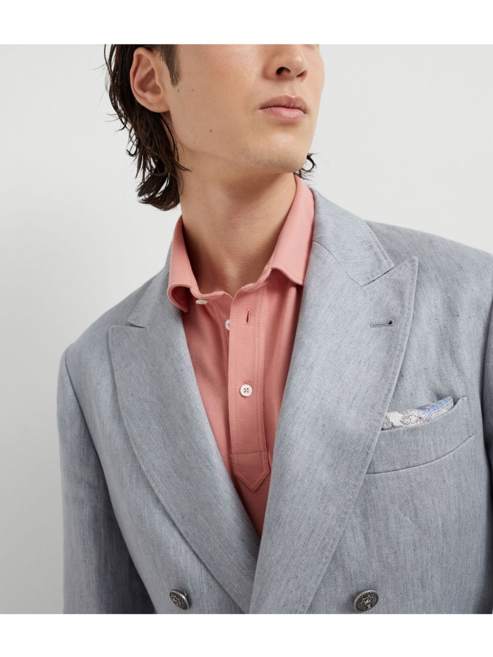 Brunello Cucinelli double-breasted linen blazer Men