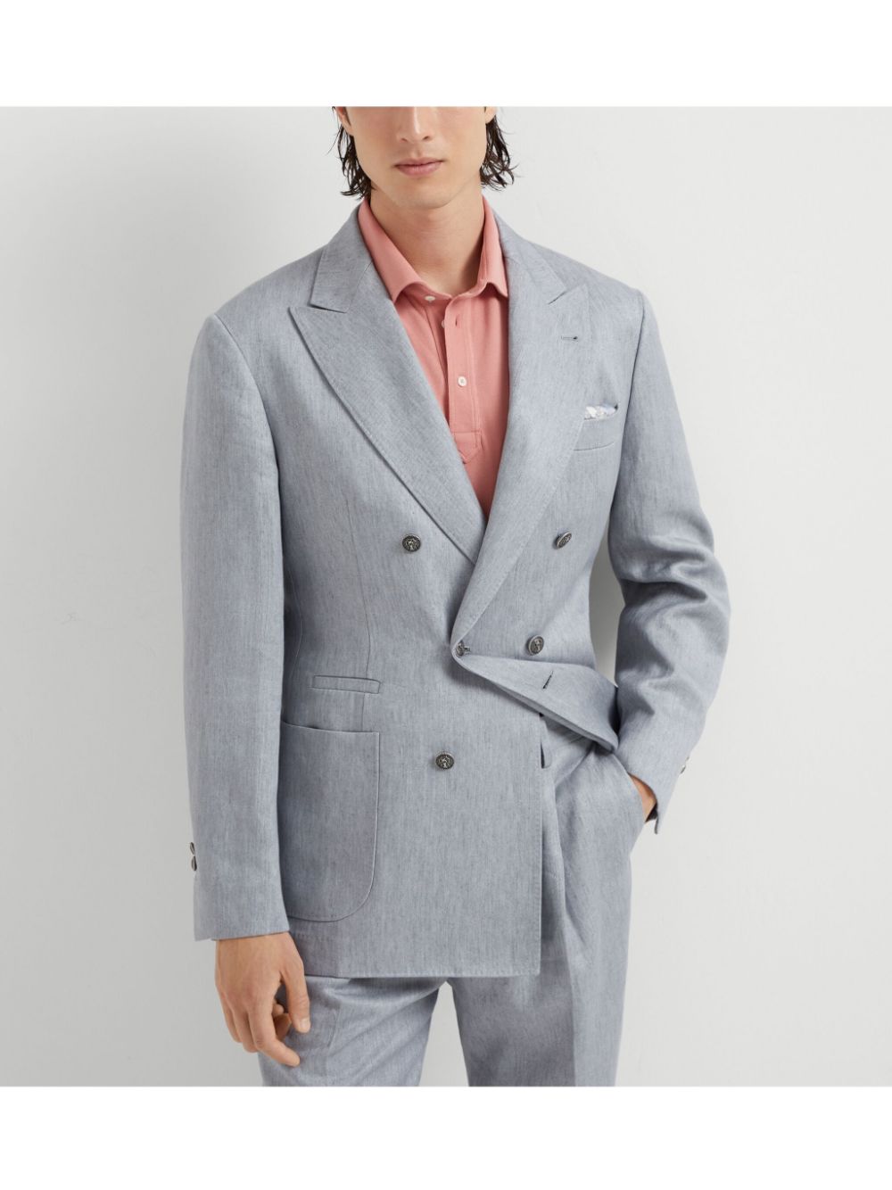 Brunello Cucinelli double-breasted linen blazer Men