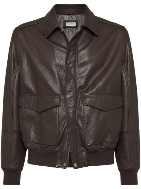 Brunello Cucinelli Aviator leather jacket Men