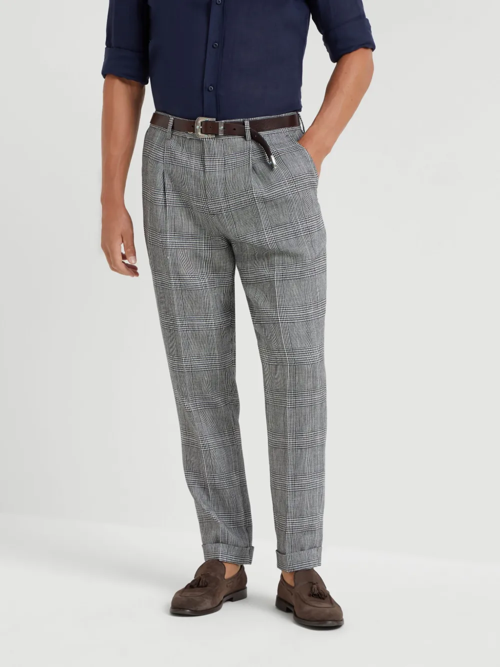 Brunello Cucinelli Prince of Wales broek Grijs