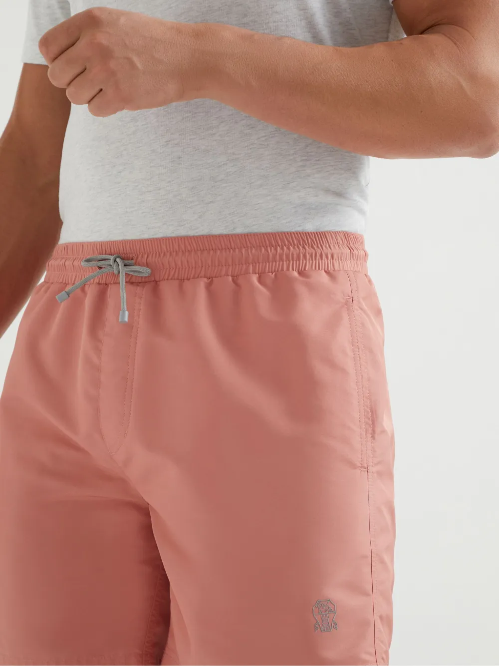 Shop Brunello Cucinelli Drawstring Swim Shorts In 粉色