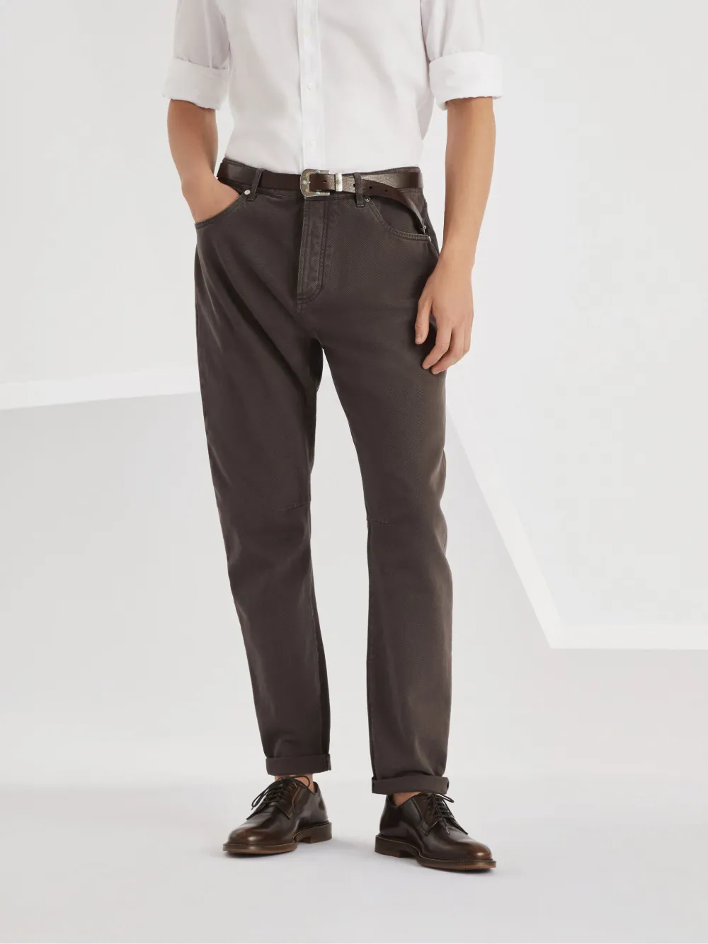Brunello Cucinelli Jeans met geverfd effect Bruin