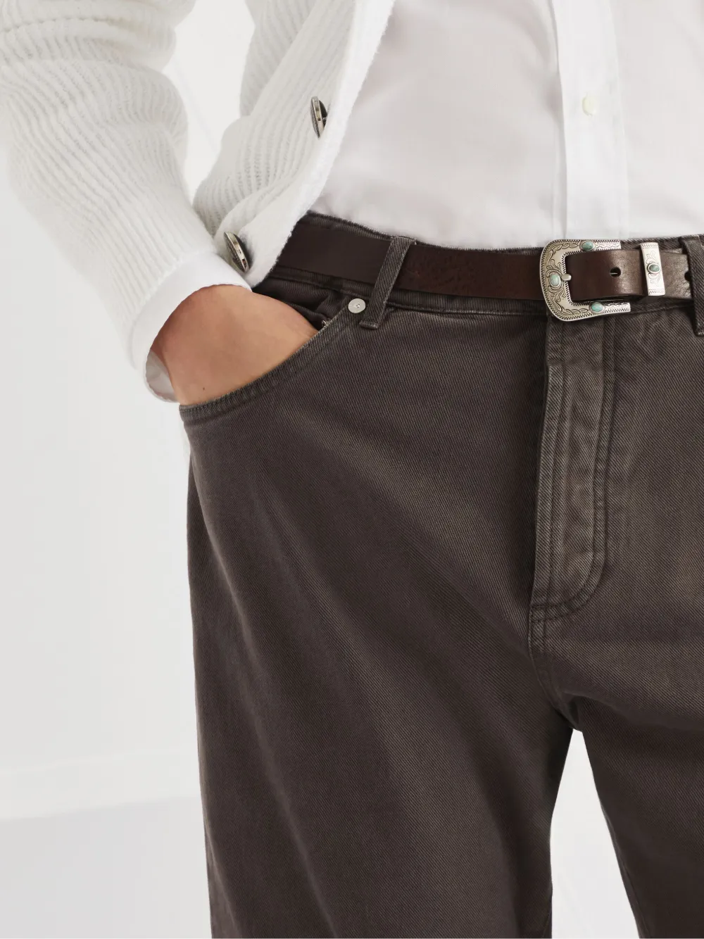 Brunello Cucinelli Jeans met geverfd effect Bruin