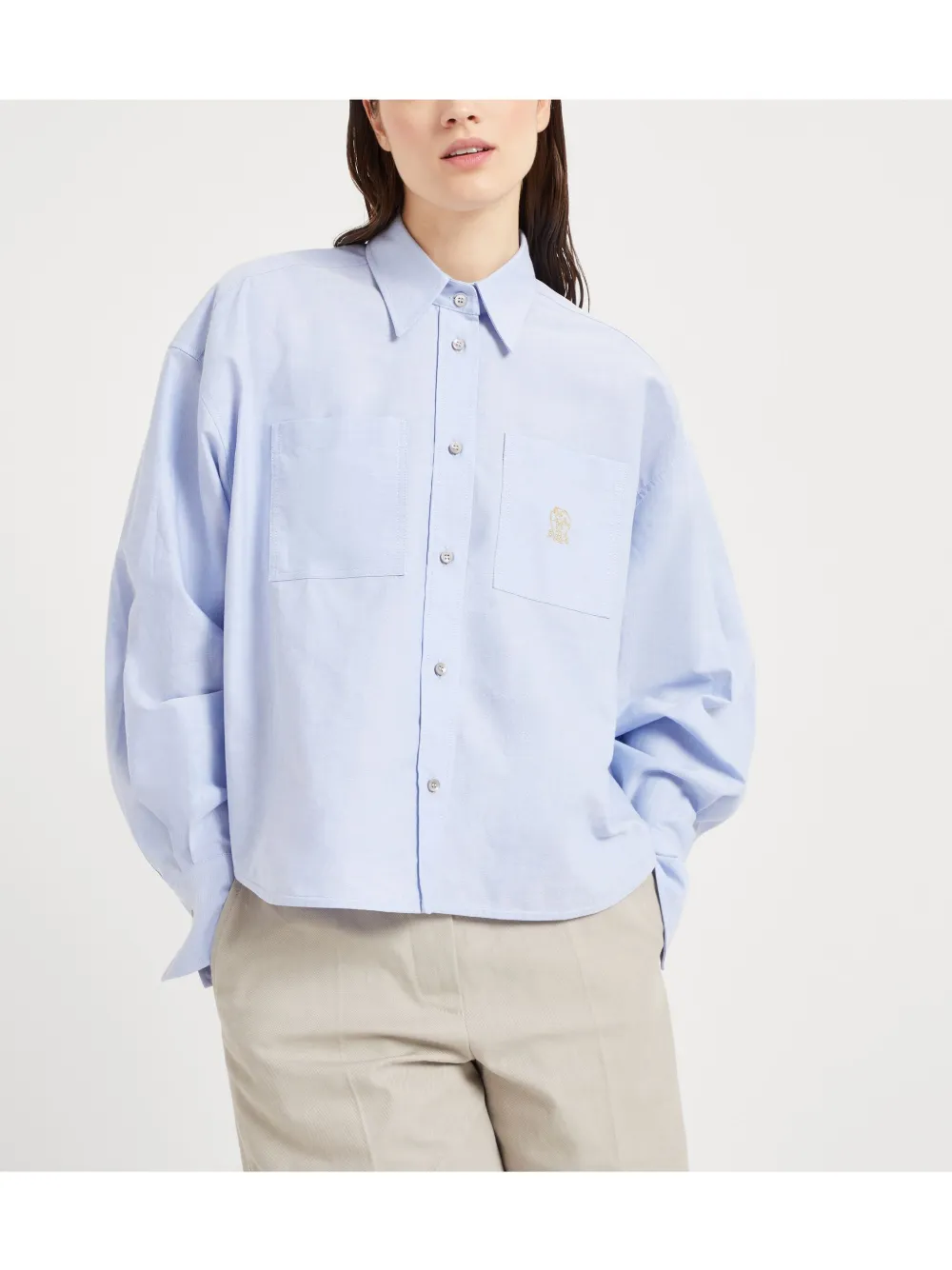 Brunello Cucinelli Blouse met geborduurd logo Blauw
