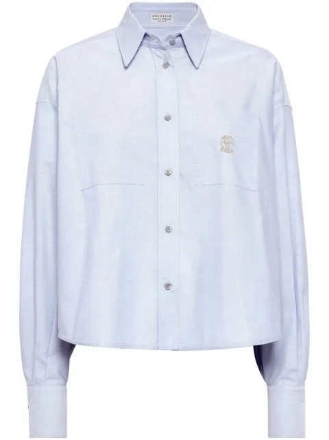 Brunello Cucinelli camisa con logo bordado