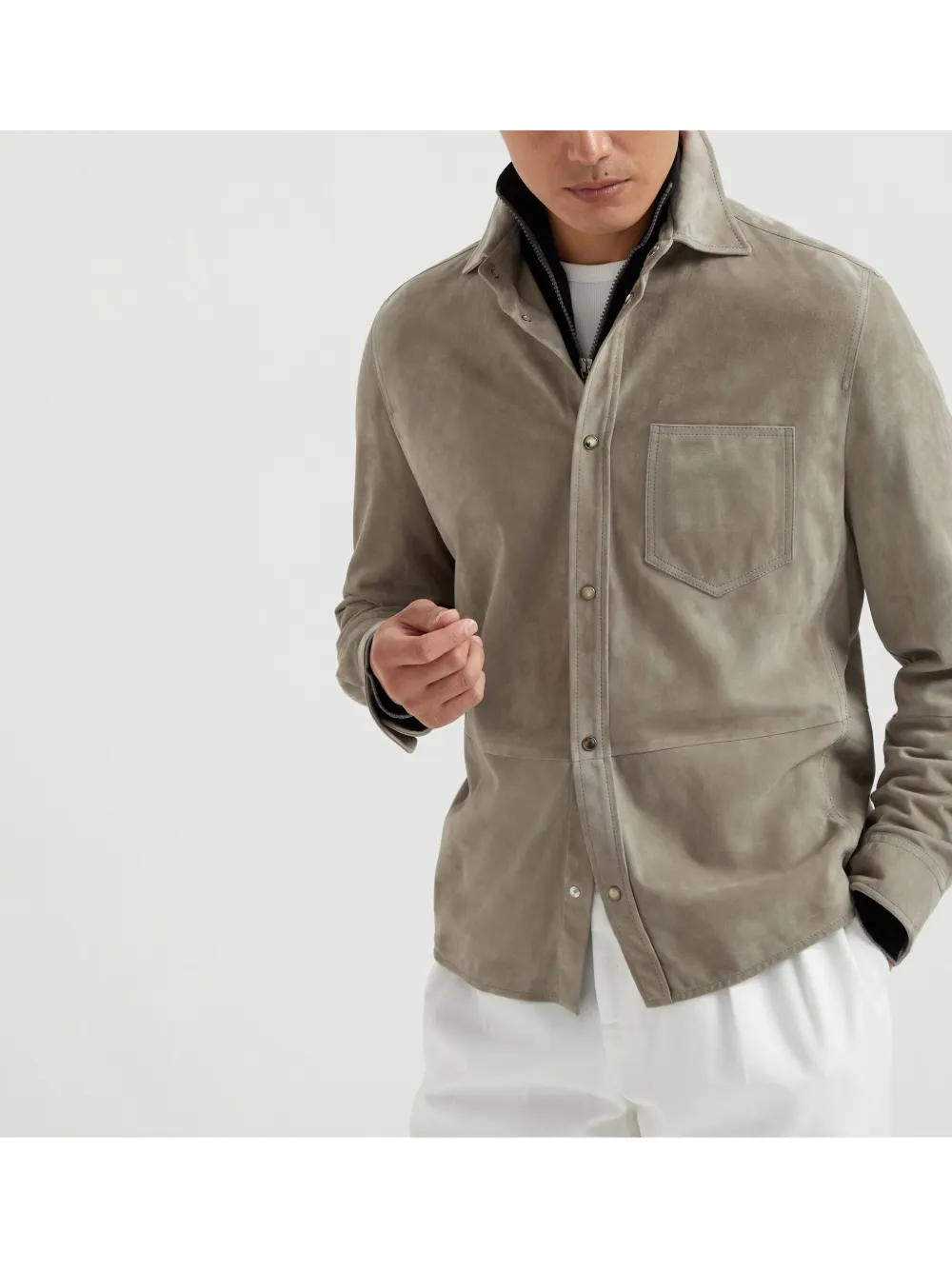 Brunello Cucinelli Suède overhemd Beige