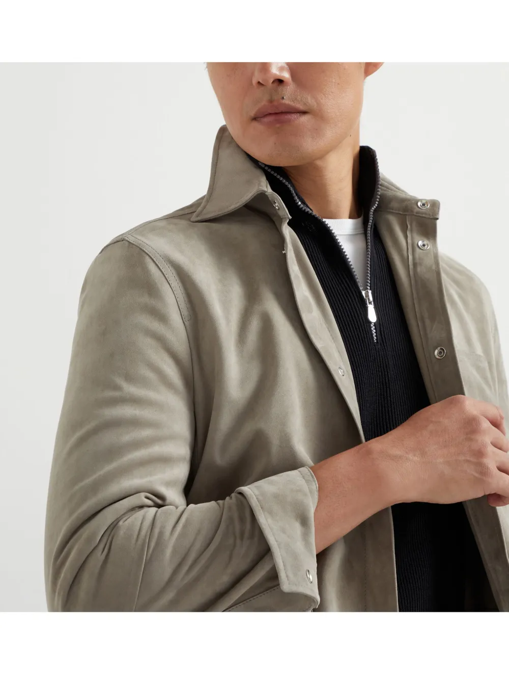 Brunello Cucinelli Suède overhemd Beige