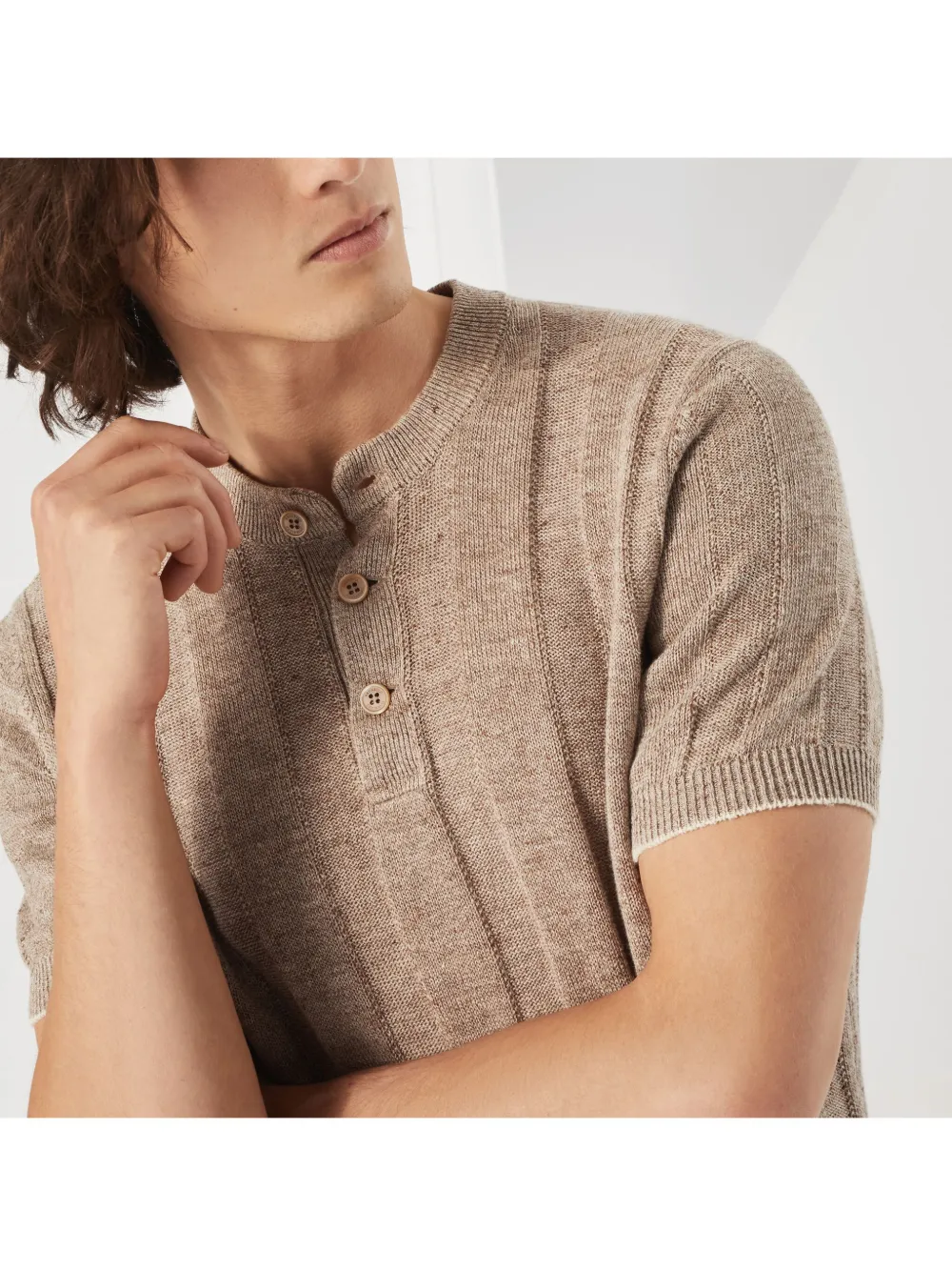 Brunello Cucinelli Gebreid T-shirt Beige