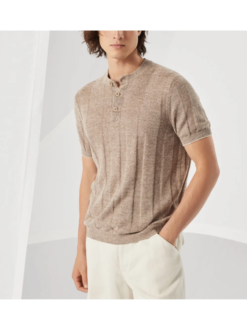 Brunello Cucinelli Gebreid T-shirt Beige