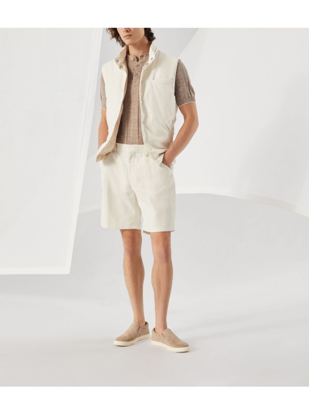 Brunello Cucinelli Gebreid T-shirt - Beige