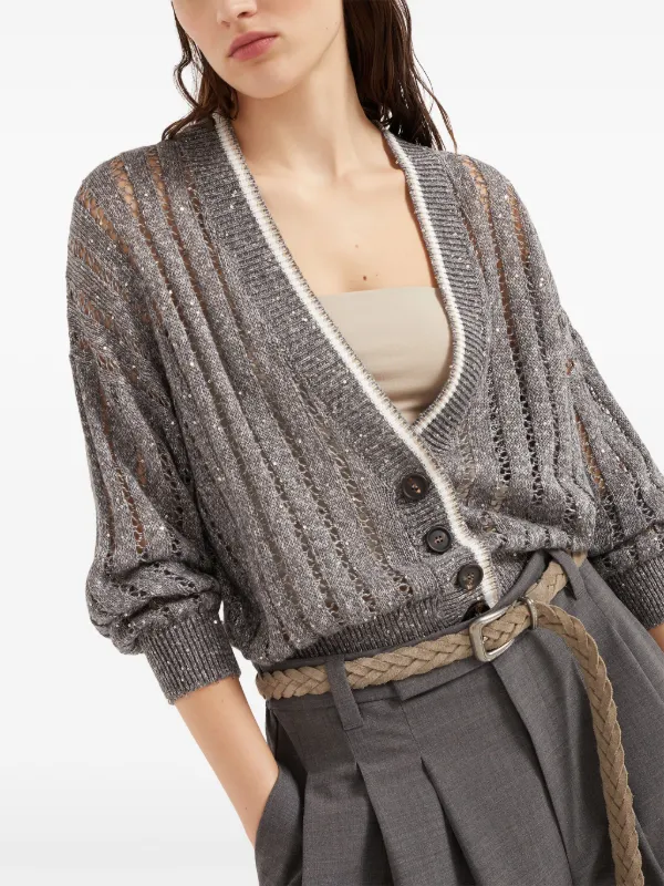 Brunello Cucinelli Dazzling Cardigan | Grey | FARFETCH