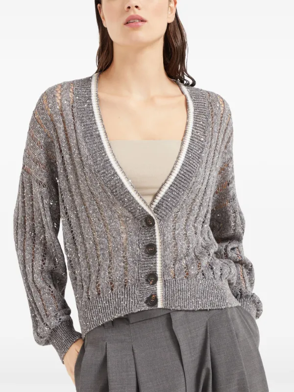 Brunello Cucinelli Dazzling Cardigan | Grey | FARFETCH