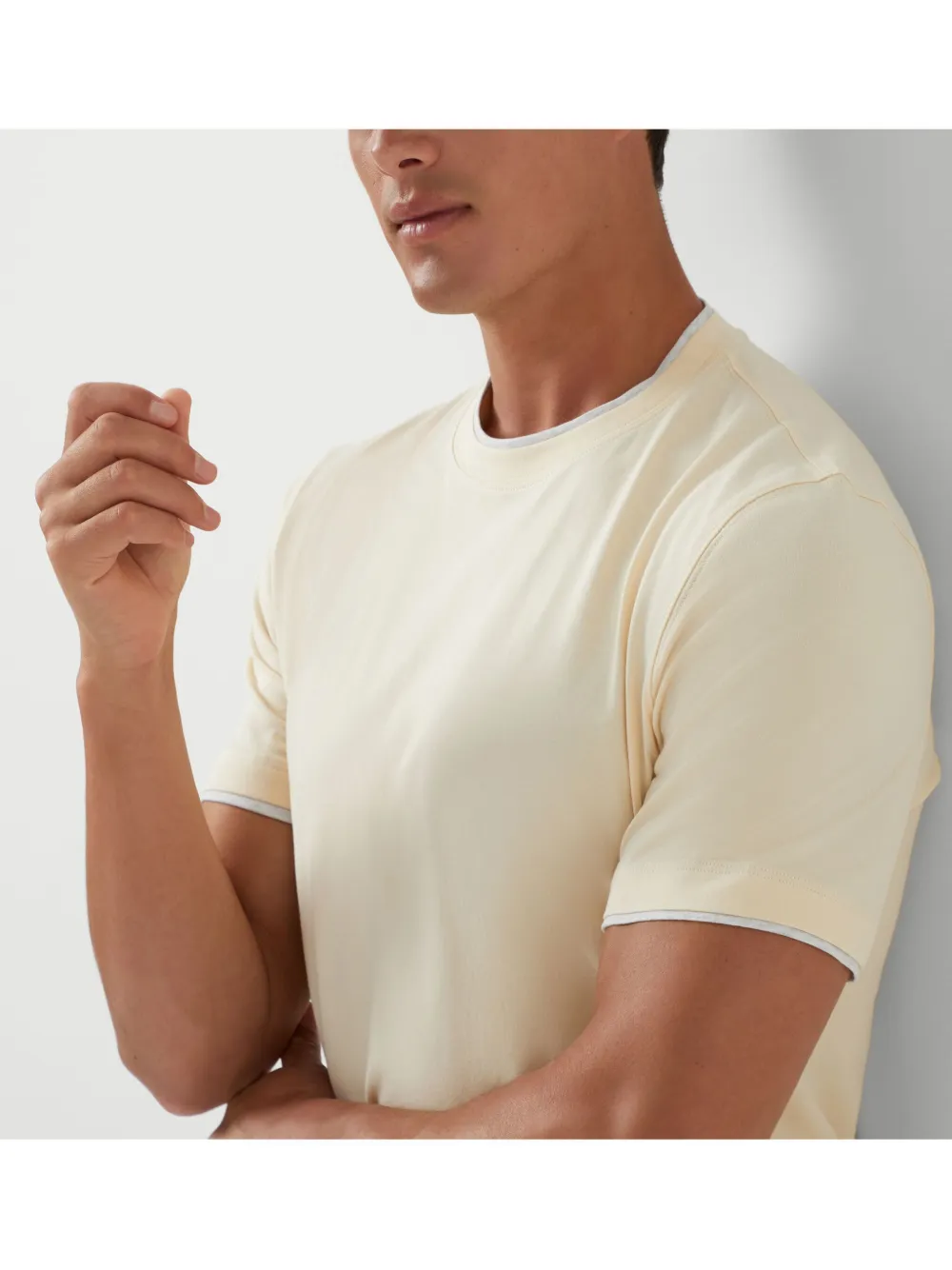 Brunello Cucinelli T-shirt met gelaagd detail Beige
