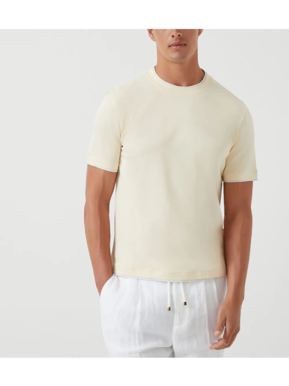 Brunello Cucinelli T-shirt met gelaagd detail Beige