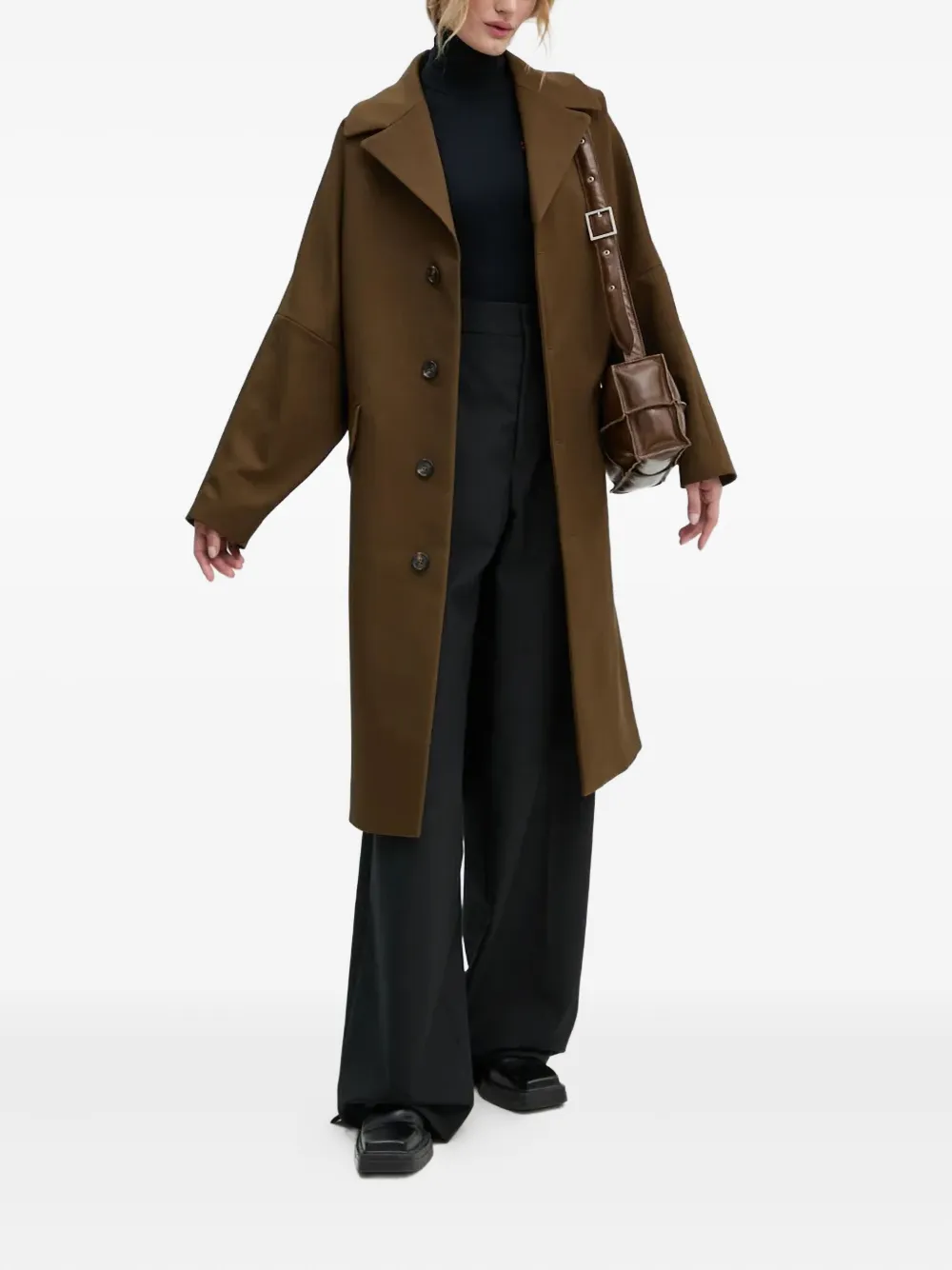 MM6 Maison Margiela Jas met knoopsluiting en wijde mouwen - Bruin