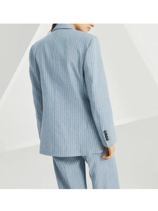 美品　BRUNELLO CUCINELLI モニーレ装飾　レディース　ジャケット レディース 向け アヴィオブルー モニーレ付き ツイル