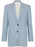 Brunello Cucinelli Monili-detail twill blazer - Blue
