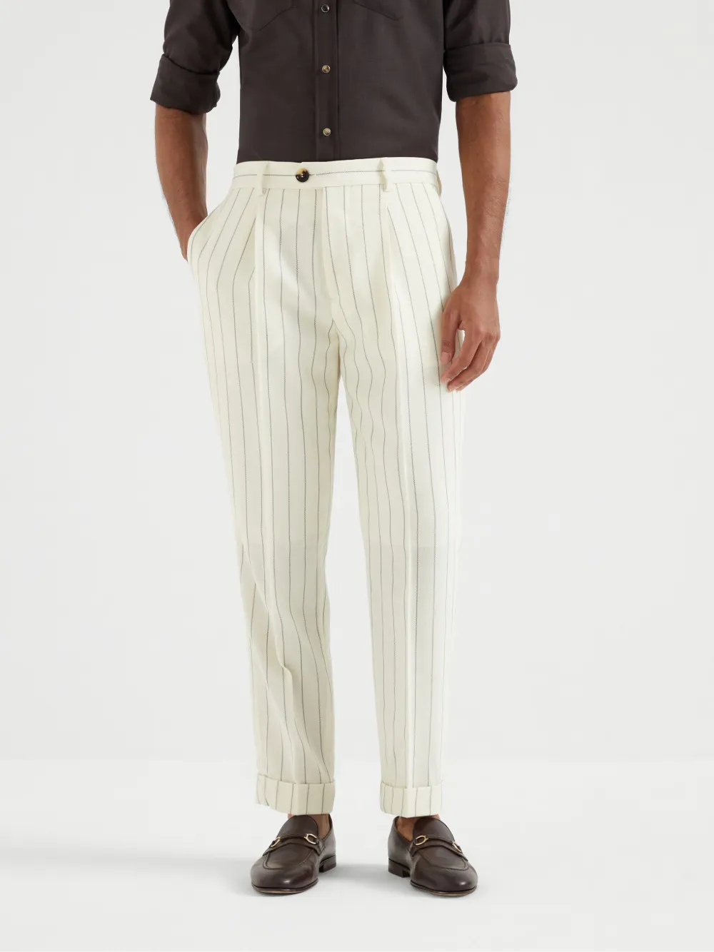 Brunello Cucinelli Gestreepte broek Wit