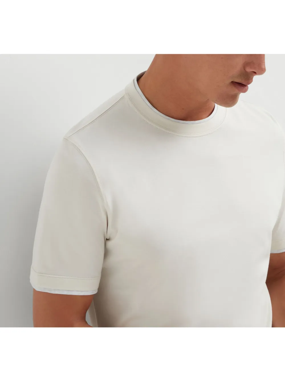 Brunello Cucinelli T-shirt With Layered Design In White