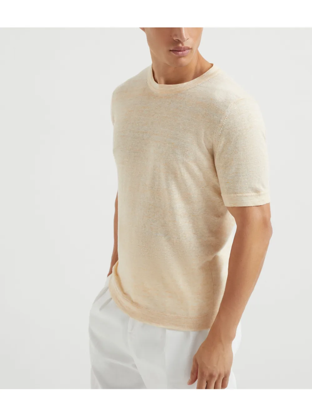 Brunello Cucinelli Fijngebreid T-shirt Beige