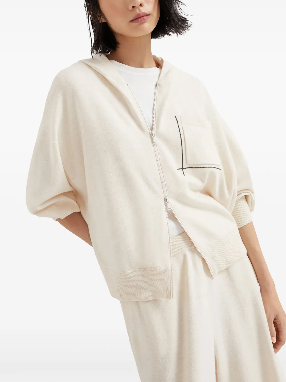 Brunello Cucinelli Hoodie met Monili-detail Beige
