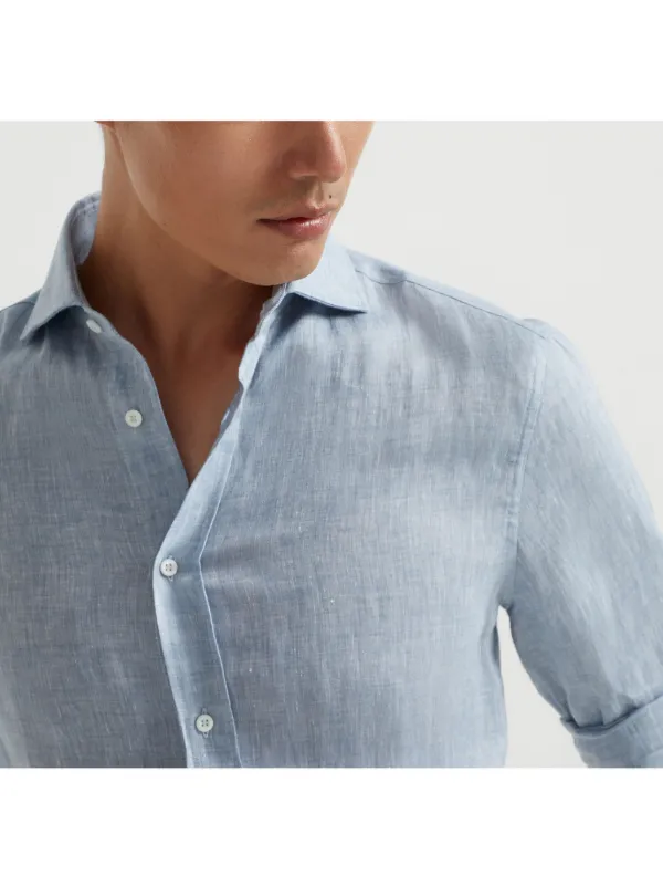 Brunello Cucinelli エコリネン シャツ | ブルー | FARFETCH JP