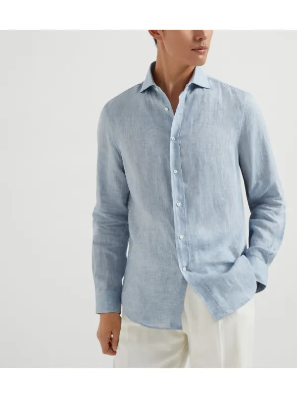 Brunello Cucinelli エコリネン シャツ | ブルー | FARFETCH JP