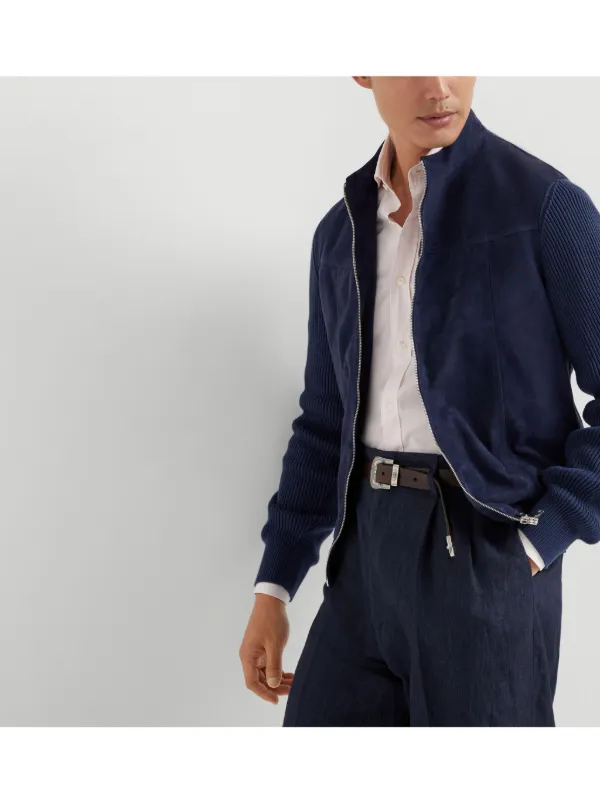 ブルネロクチネリ Brunello Cucinelli Suede Jacket Brunello Cucinelli Suede Knit Bomber Jacket | Sendegaro US