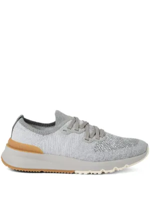 Brunello Cucinelli mélange-effect Knitted Sneakers | Grey | FARFETCH