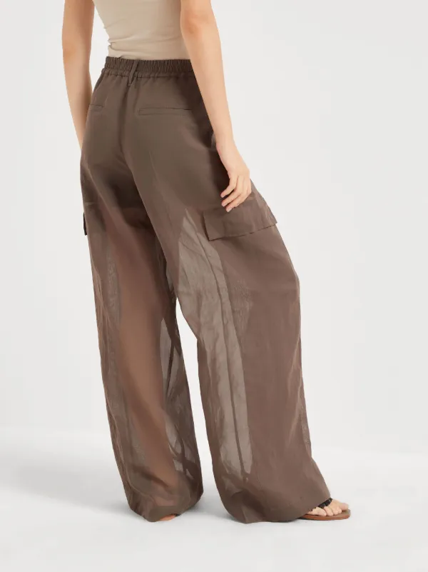 【関税&送料込】Brunello Cucinelli Wide Brown Trousers In Co Brunello Cucinelli - Bronze Silk Wide Leg Pant | Mitchell Stores